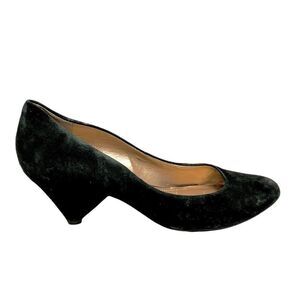 BCBGeneration Black Suede Slip On Pumps Cone Heel Size 9